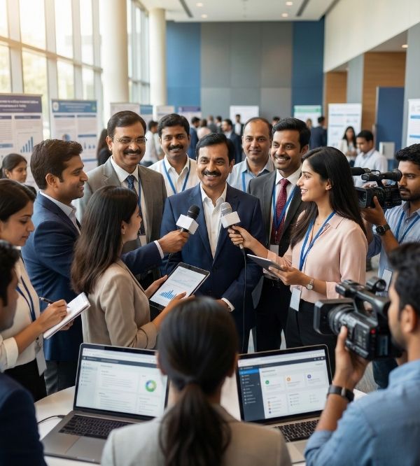 Indian educators and media professionals at an education technology launch event representing EdTech PR services