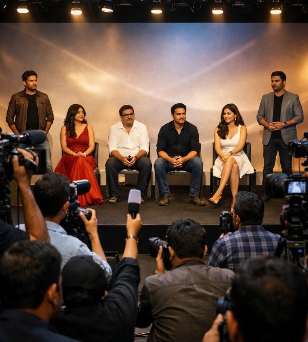 Bollywood PR event press conference with journalists and film cast for entertainment promotion by PR 24x7